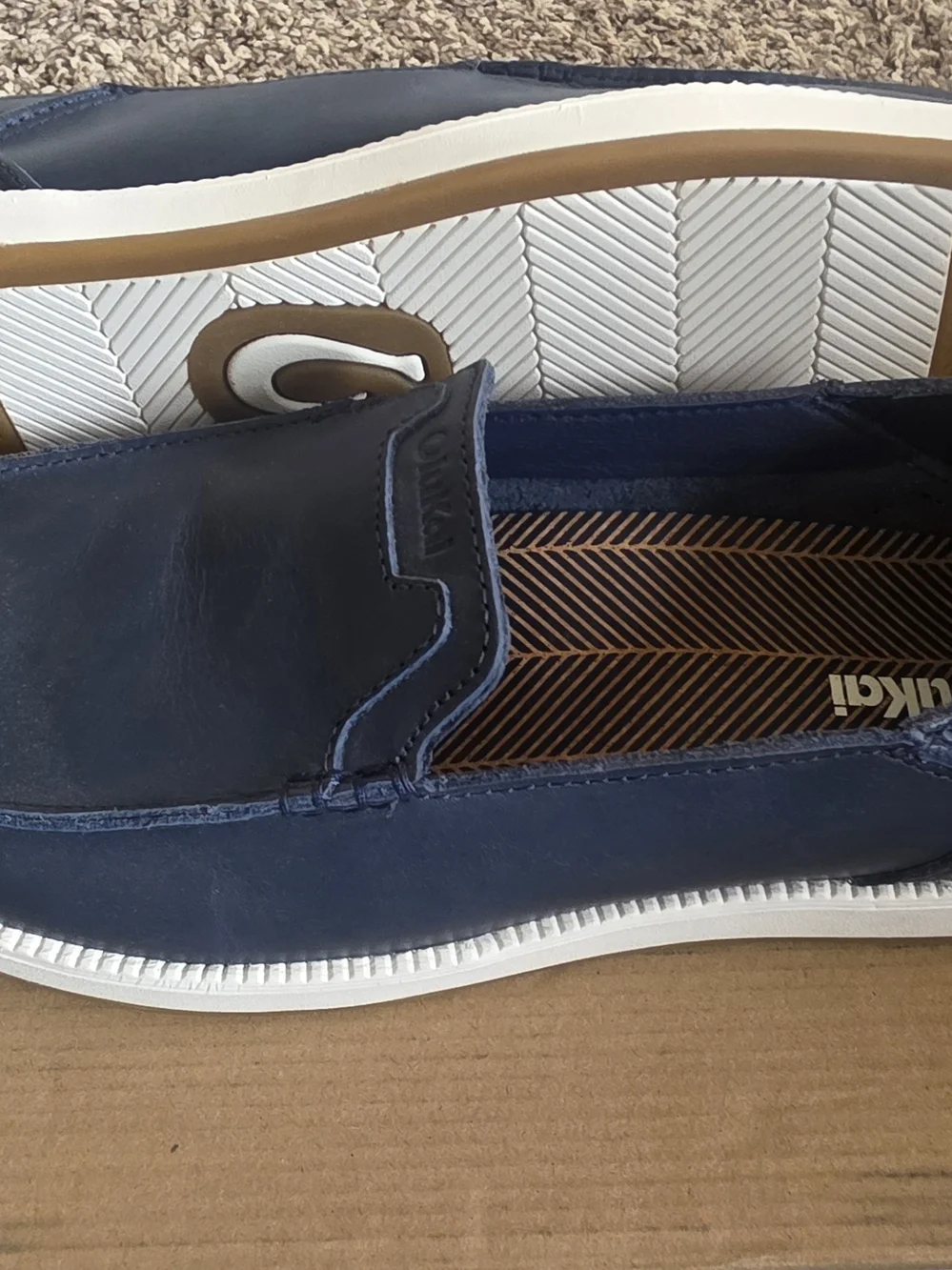 Olukai Men’s Navy Slip-On Loafers